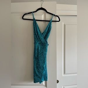 Royal Blue  SEQUIN TULIP HEM MINI DRESS - Never Worn!